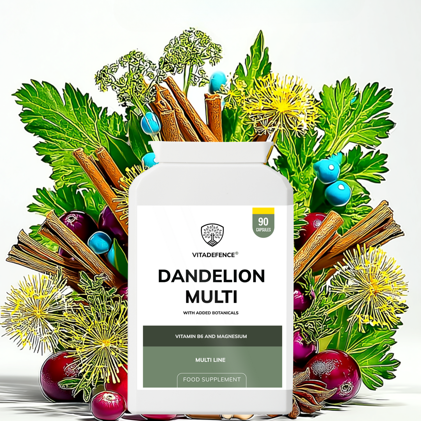 Vitadefence® Dandelion Multi | With Vitamin B6, Magnesium & Botanicals – 90 Capsules