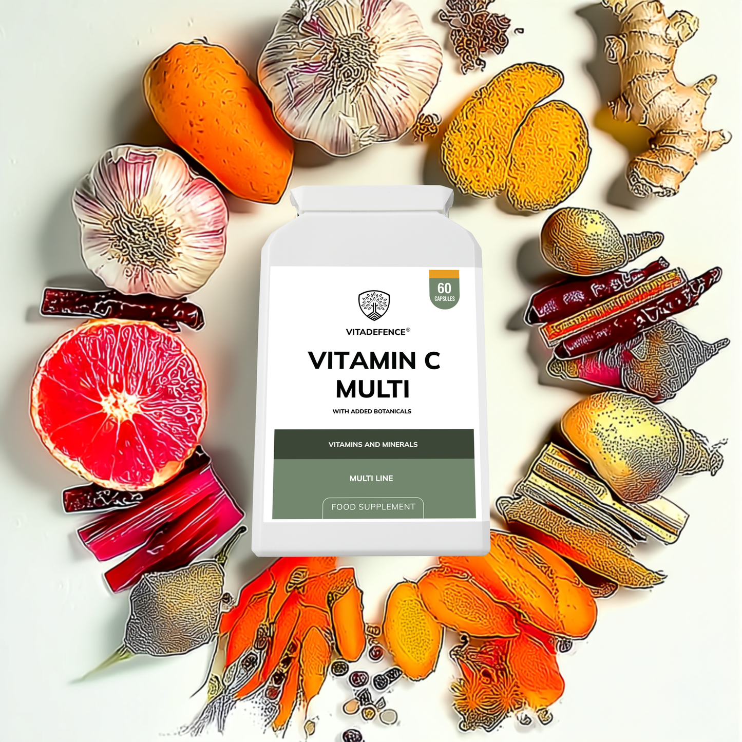 Vitadefence® Vitamin C Multi | With Botanicals & Minerals – 60 Capsules