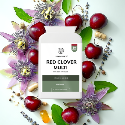 Vitadefence® Red Clover Multi | With Vitamin B6, Zinc, Sage & Siberian Ginseng – 60 Capsules