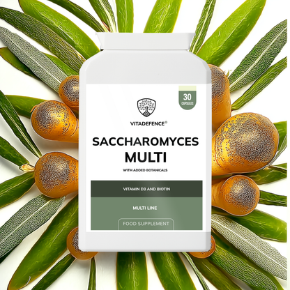 Vitadefence® Saccharomyces Multi | With Vitamin D3, Biotin, Olive Leaf & Bamboo Silica – 30 Capsules
