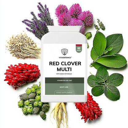 Vitadefence® Red Clover Multi | With Vitamin B6, Zinc, Sage & Siberian Ginseng – 60 Capsules