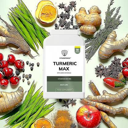Vitadefence® Turmeric Max | With Vitamin B6, Zinc & Botanicals – 90 Capsules