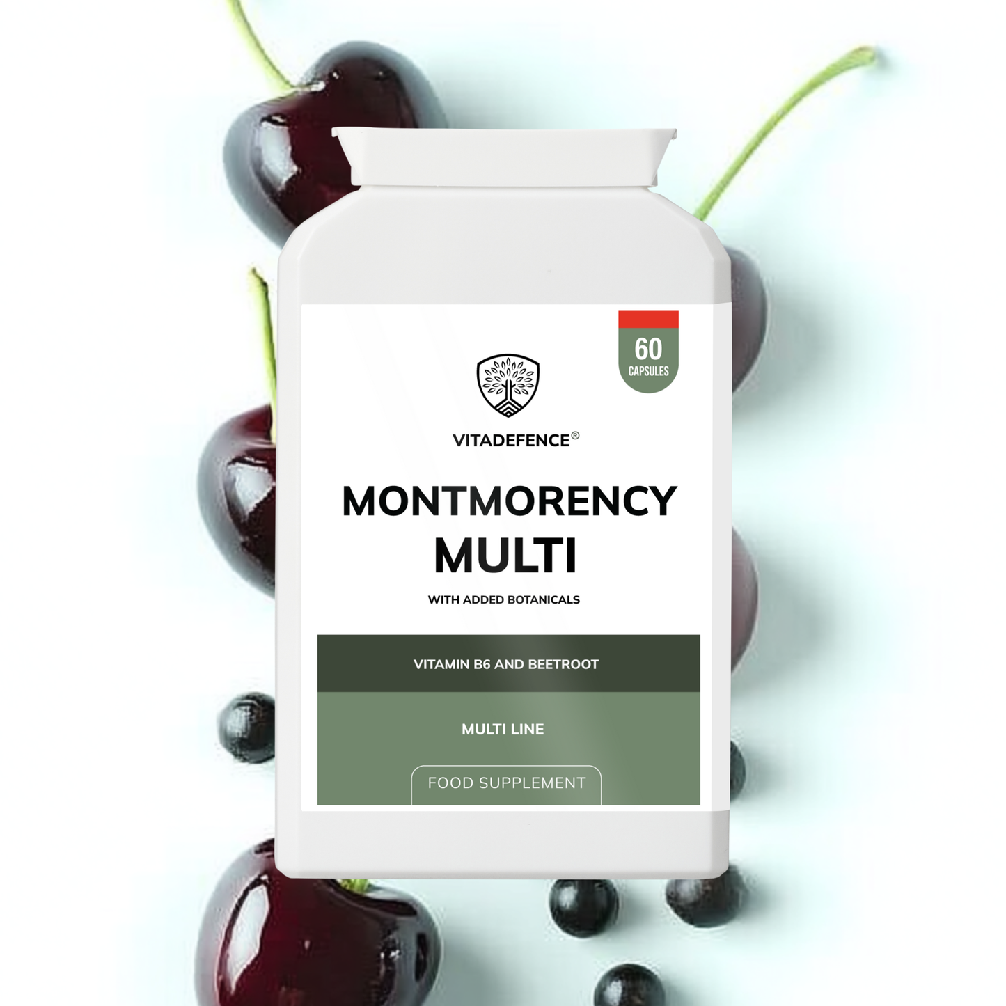 Vitadefence® Montmorency Multi | With Vitamin B6, Beetroot & Tart Cherry – 60 Capsules