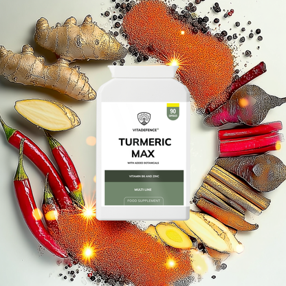 Vitadefence® Turmeric Max | With Vitamin B6, Zinc & Botanicals – 90 Capsules