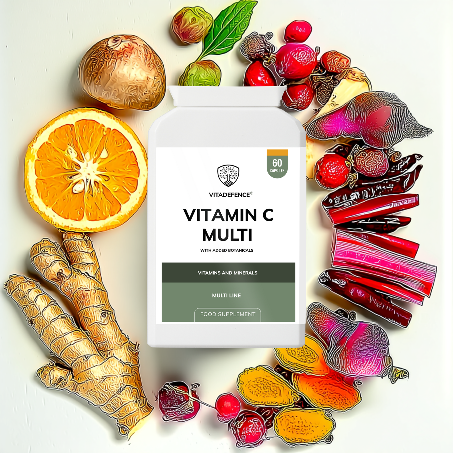 Vitadefence® Vitamin C Multi | With Botanicals & Minerals – 60 Capsules