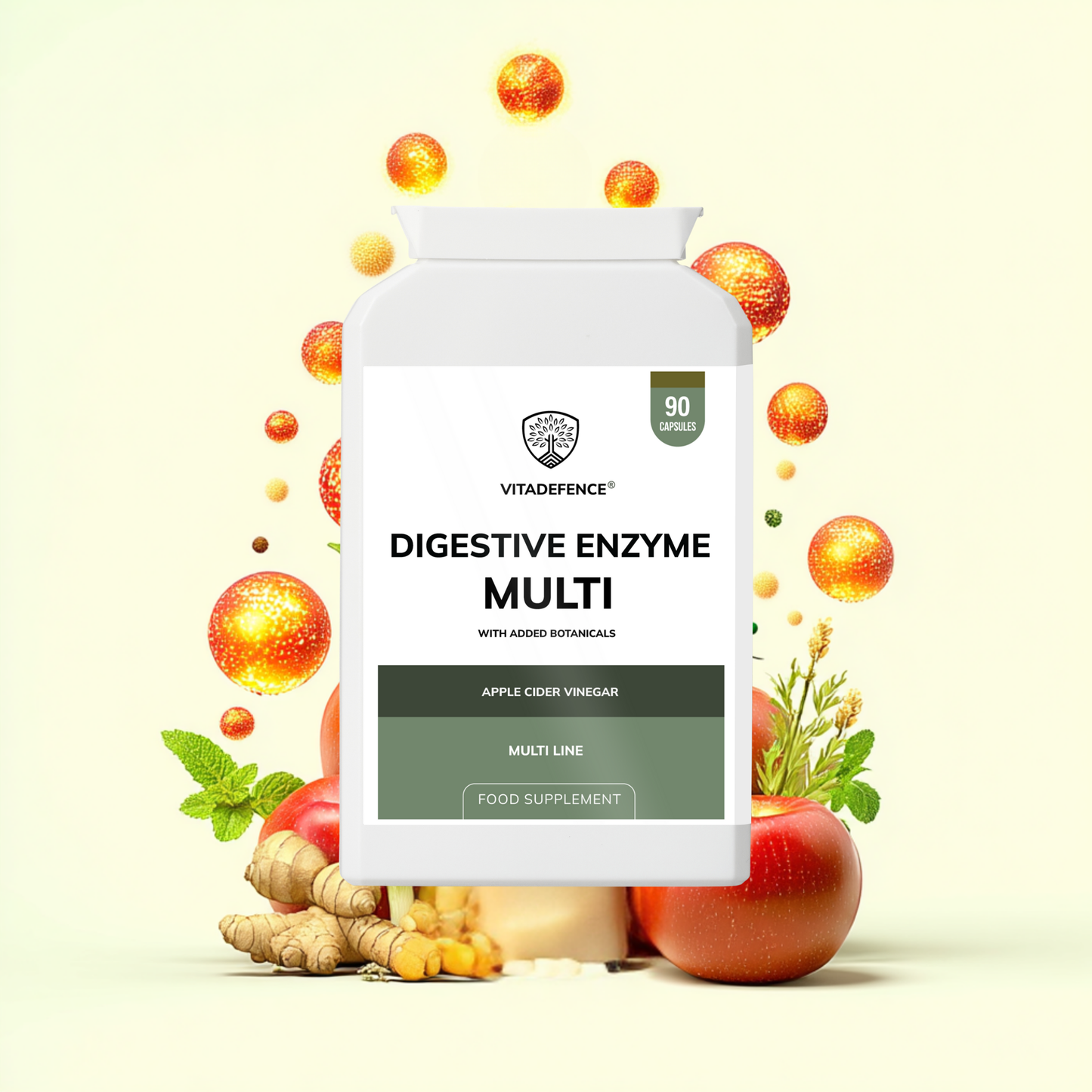 Vitadefence® Digestive Enzyme Multi | With Turmeric, Apple Cider Vinegar & Enzyme Blend – 90 Capsules