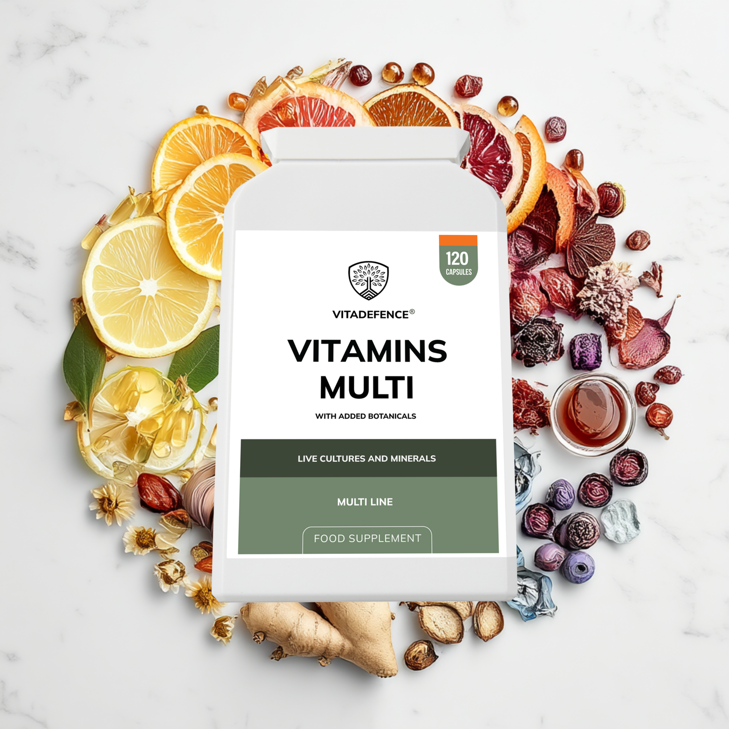Vitadefence® Vitamins Multi | With Botanicals, Minerals & Live Cultures – 120 Capsules