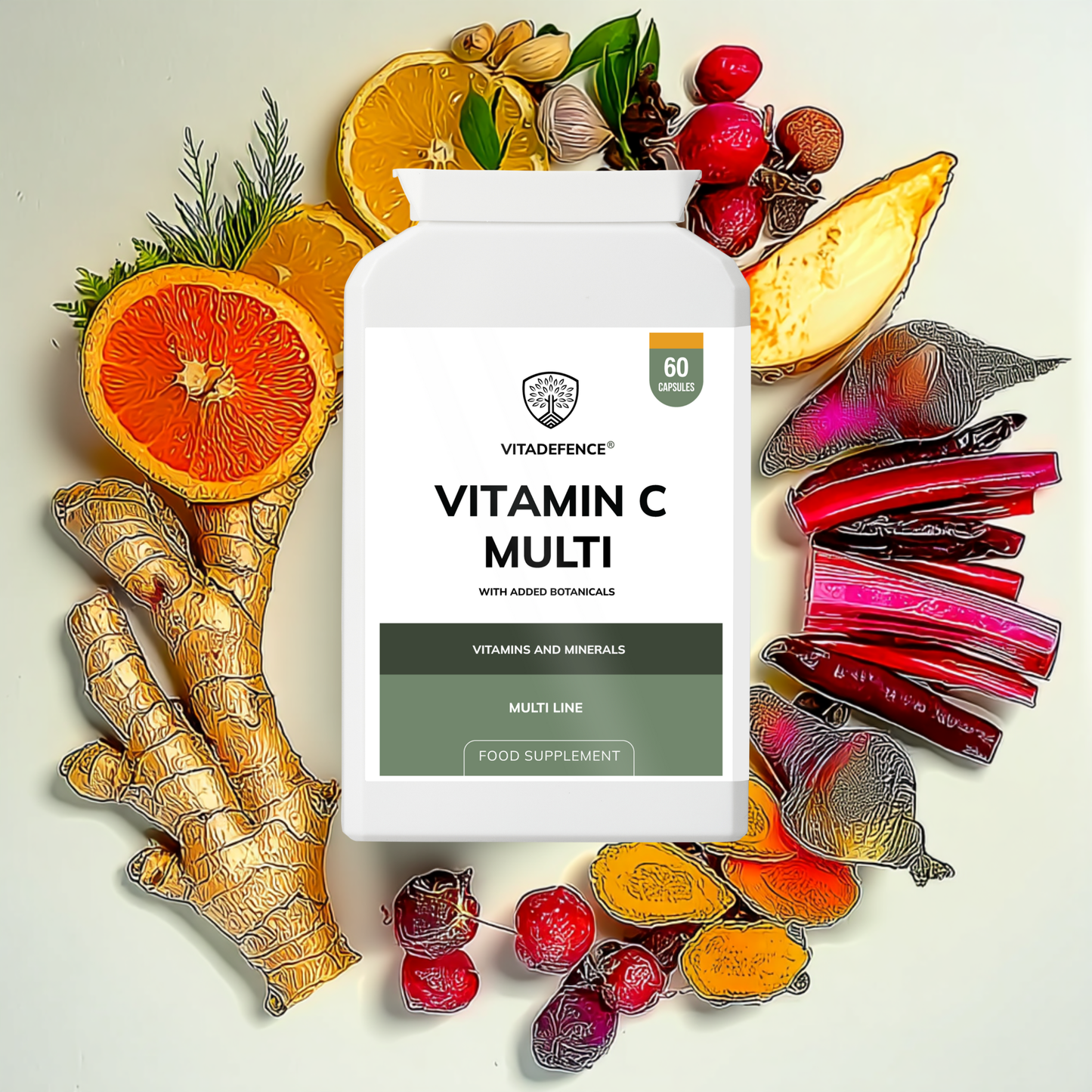 Vitadefence® Vitamin C Multi | With Botanicals & Minerals – 60 Capsules