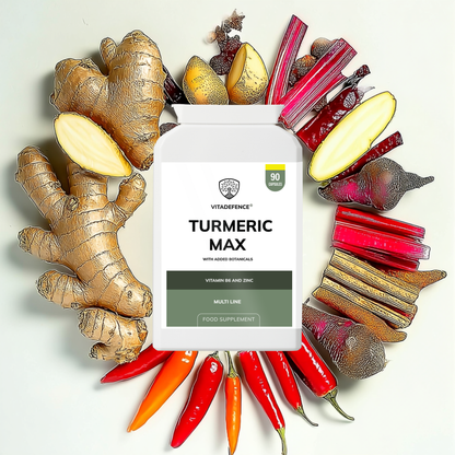 Vitadefence® Turmeric Max | With Vitamin B6, Zinc & Botanicals – 90 Capsules