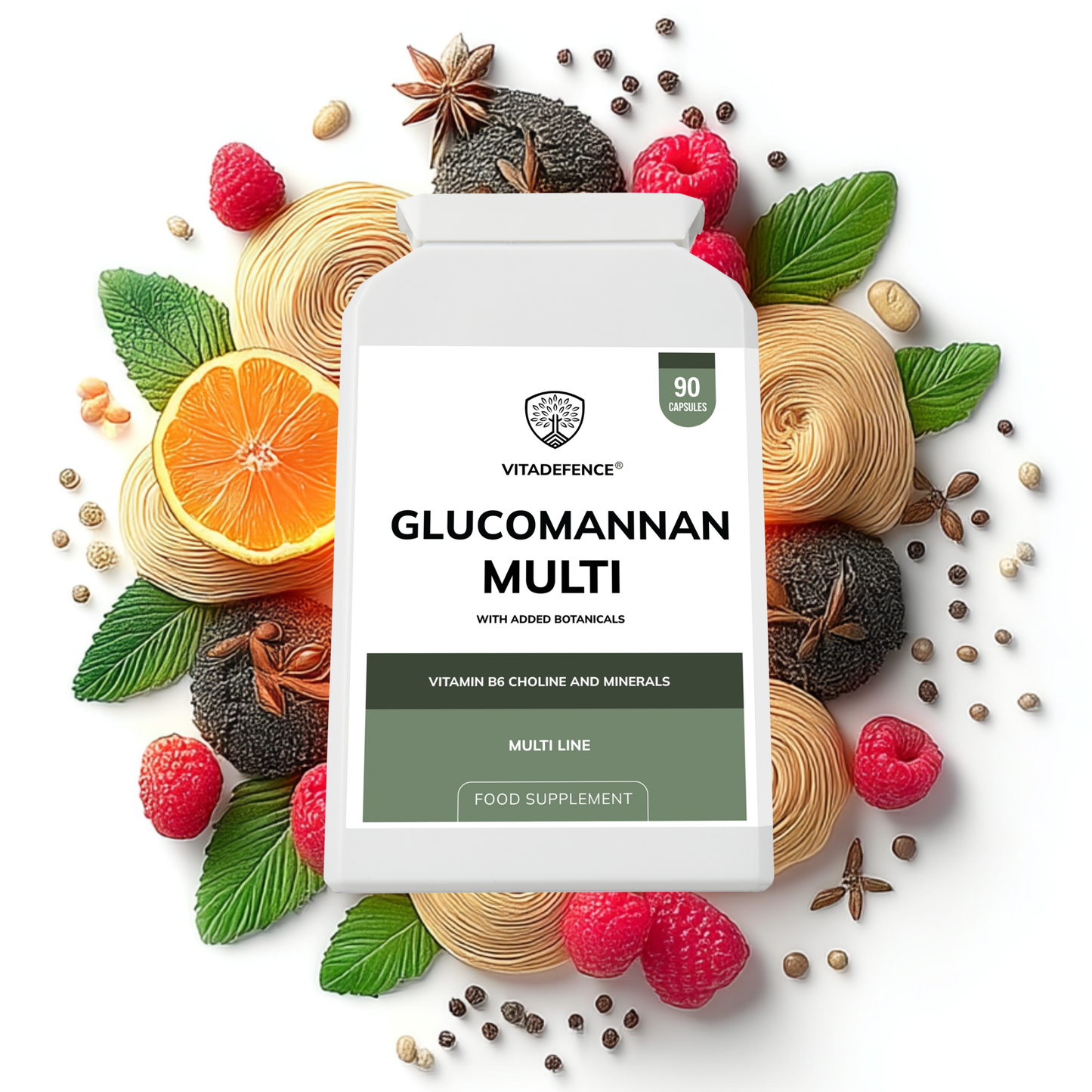 Vitadefence® Glucomannan Multi – Vitamin B6, Choline, Minerals & Botanicals – 90 Vegan Capsules