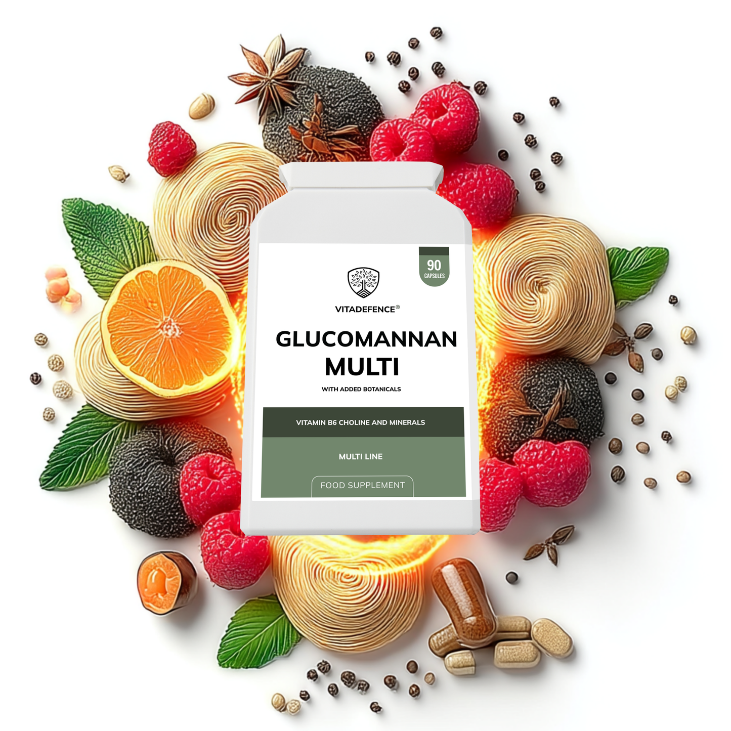 Vitadefence® Glucomannan Multi – Vitamin B6, Choline, Minerals & Botanicals – 90 Vegan Capsules