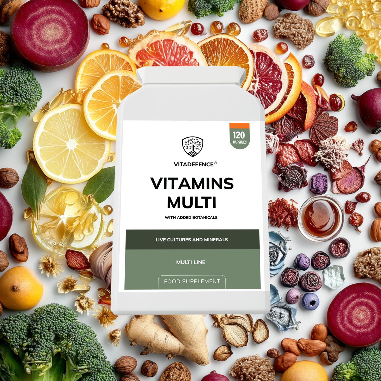 Vitadefence® Vitamins Multi | With Botanicals, Minerals & Live Cultures – 120 Capsules