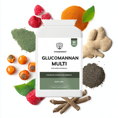 Vitadefence® Glucomannan Multi – Vitamin B6, Choline, Minerals & Botanicals – 90 Vegan Capsules