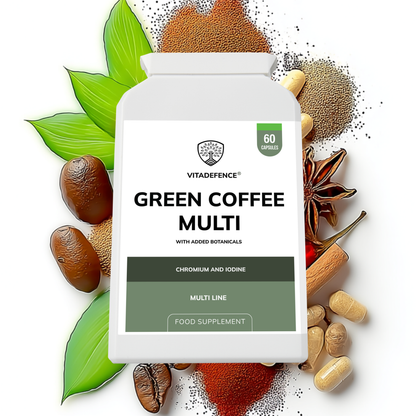 Vitadefence® Green Coffee Multi | With Chromium, Iodine & Botanicals – 60 Vegan Capsules