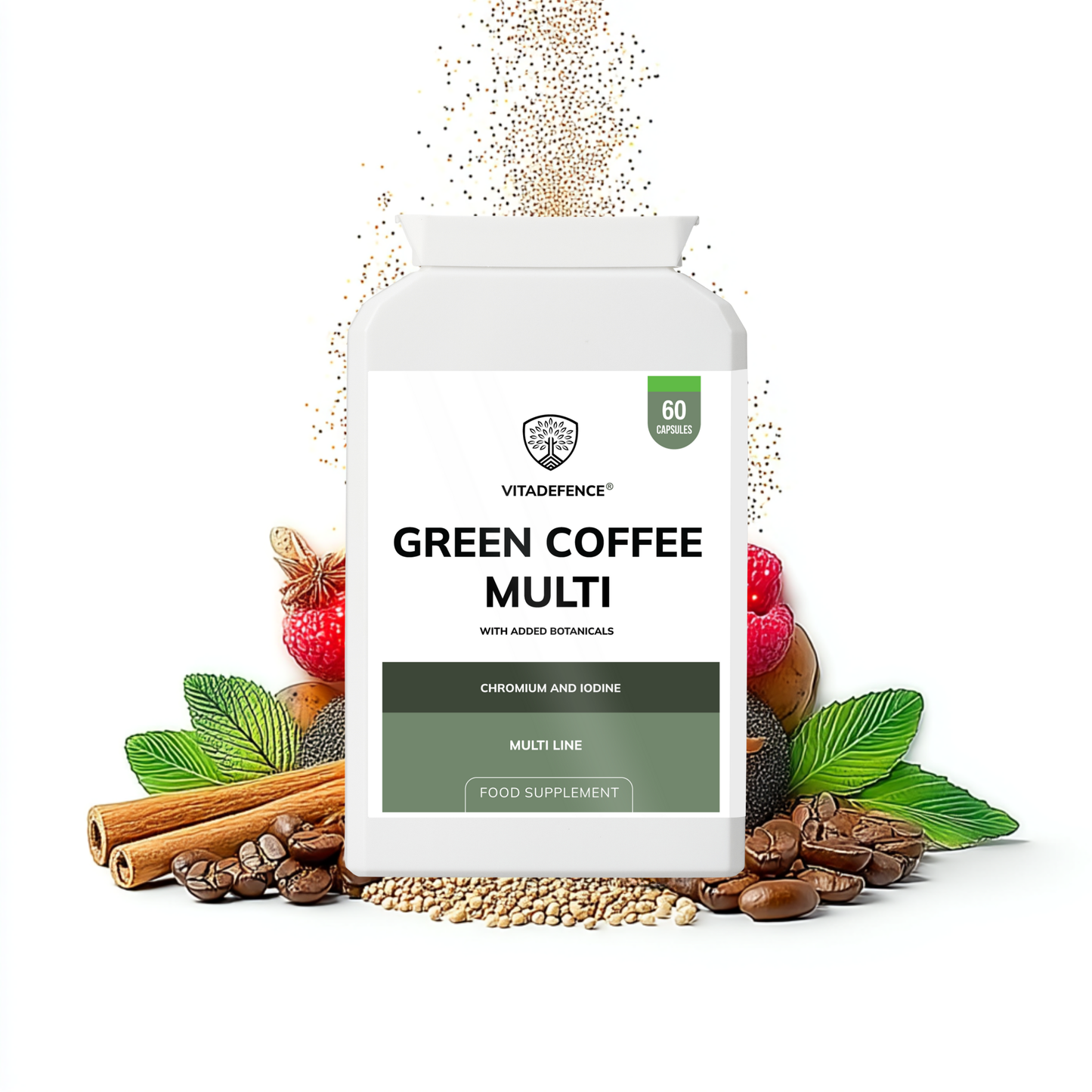 Vitadefence® Green Coffee Multi | With Chromium, Iodine & Botanicals – 60 Vegan Capsules