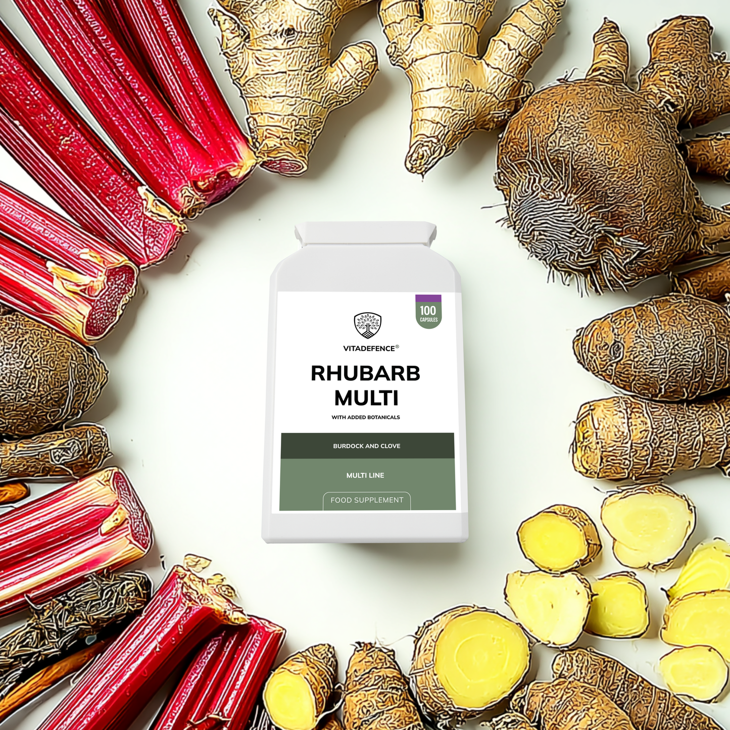 Vitadefence® Rhubarb Multi | With Burdock, Clove & Botanicals – 100 Capsules
