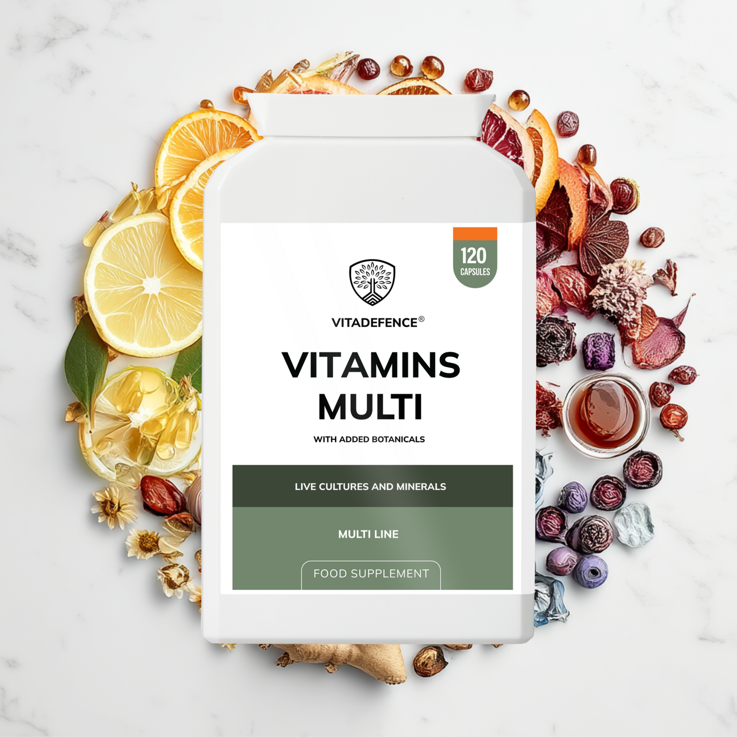 Vitadefence® Vitamins Multi | With Botanicals, Minerals & Live Cultures – 120 Capsules