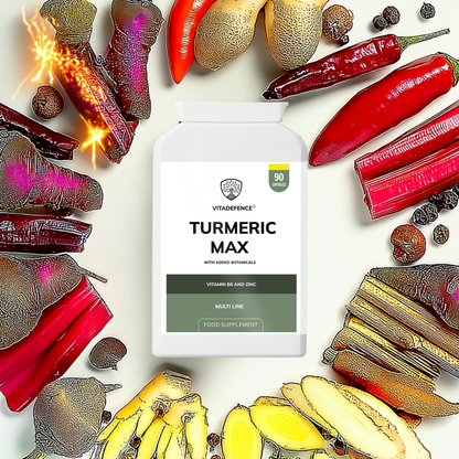 Vitadefence® Turmeric Max | With Vitamin B6, Zinc & Botanicals – 90 Capsules