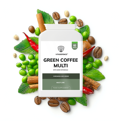 Vitadefence® Green Coffee Multi | With Chromium, Iodine & Botanicals – 60 Vegan Capsules