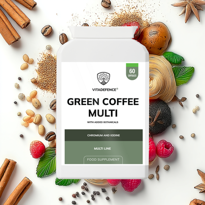 Vitadefence® Green Coffee Multi | With Chromium, Iodine & Botanicals – 60 Vegan Capsules