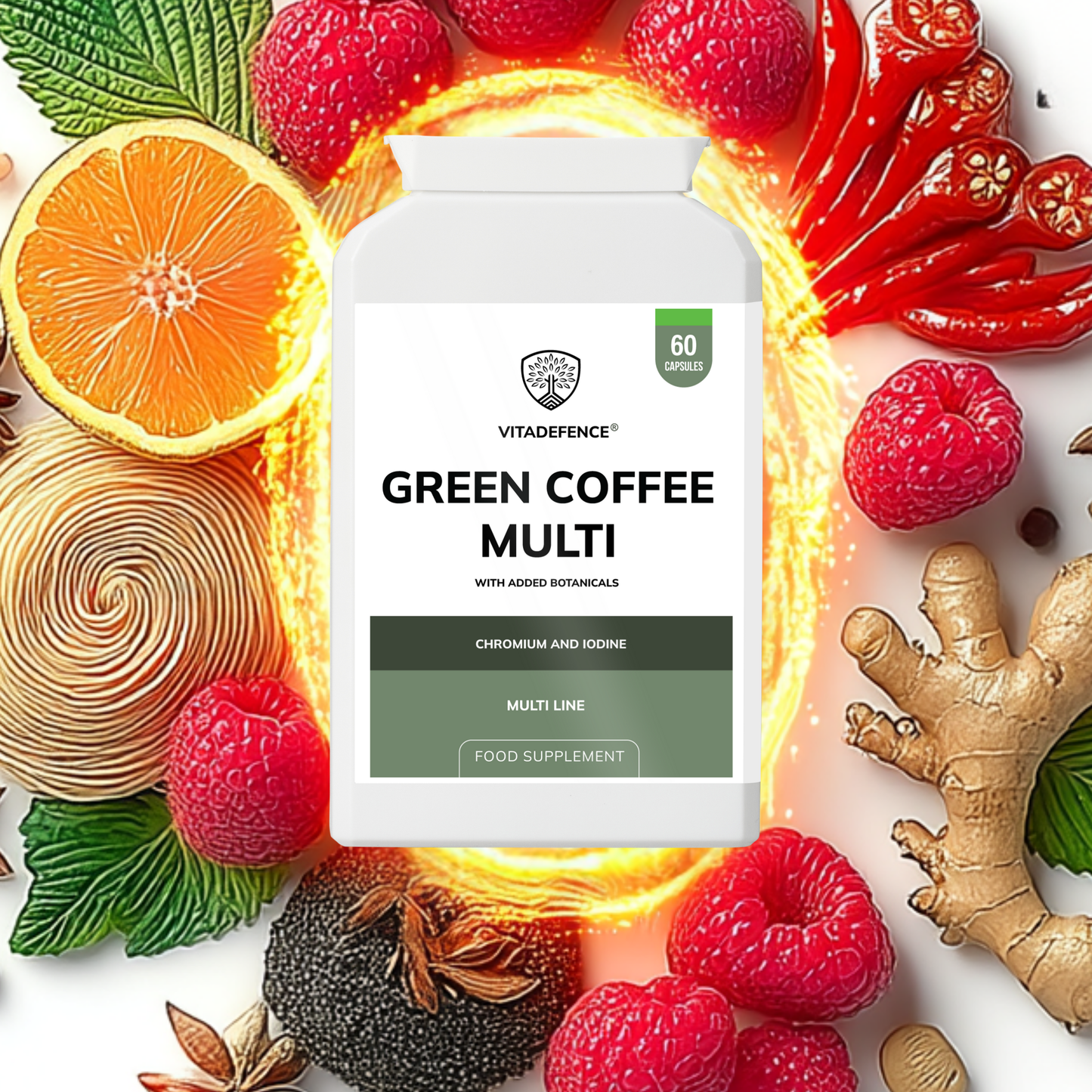 Vitadefence® Green Coffee Multi | With Chromium, Iodine & Botanicals – 60 Vegan Capsules