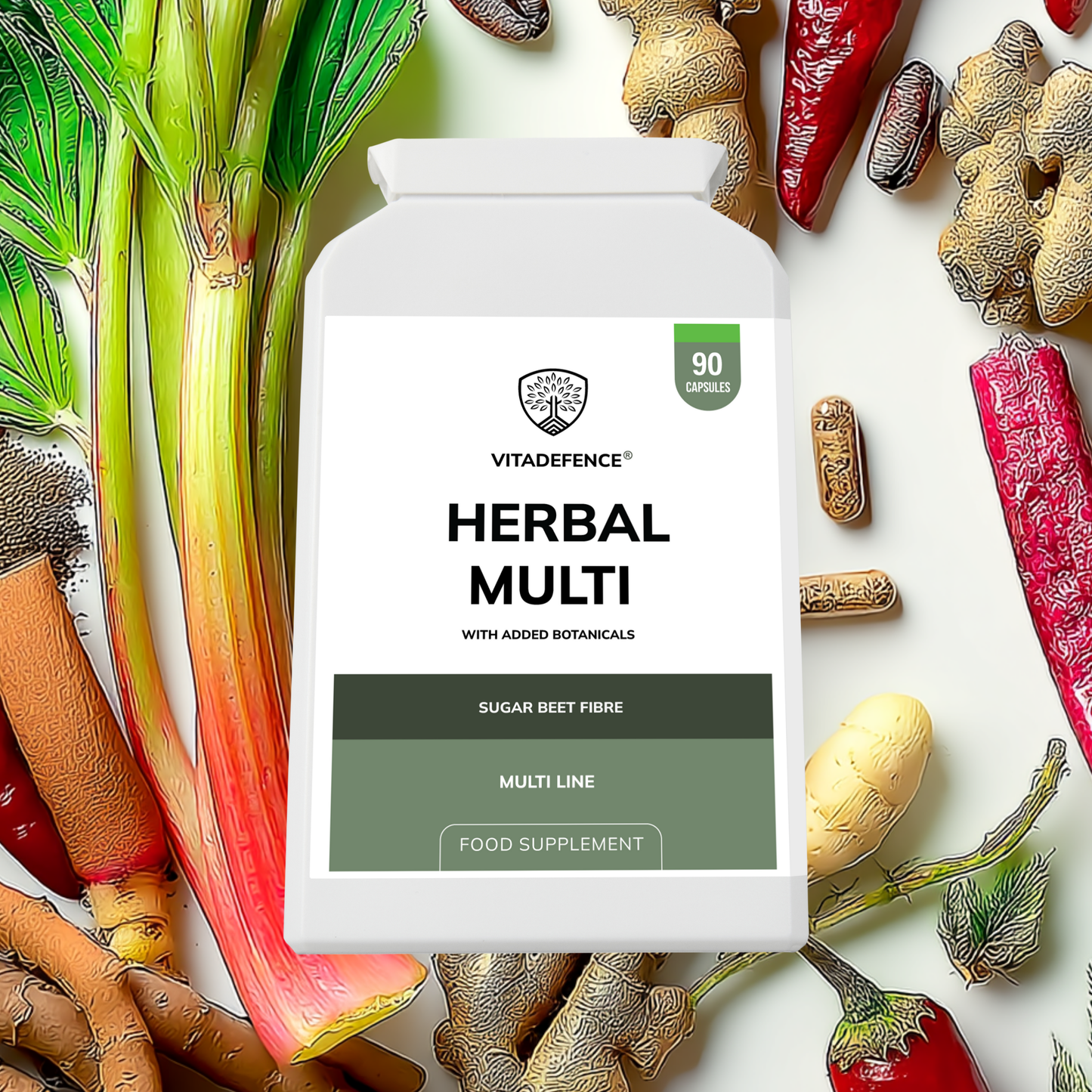 Vitadefence® Herbal Multi – Sugar Beet Fibre & Botanical Blend – 90 Vegan Capsules