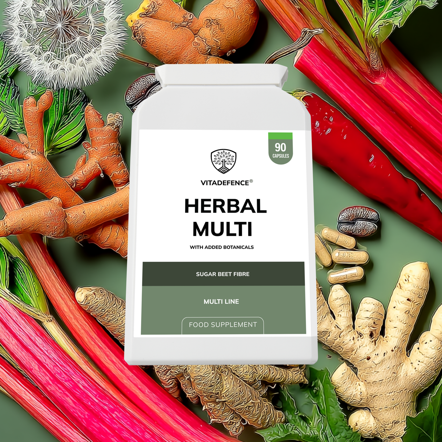 Vitadefence® Herbal Multi – Sugar Beet Fibre & Botanical Blend – 90 Vegan Capsules