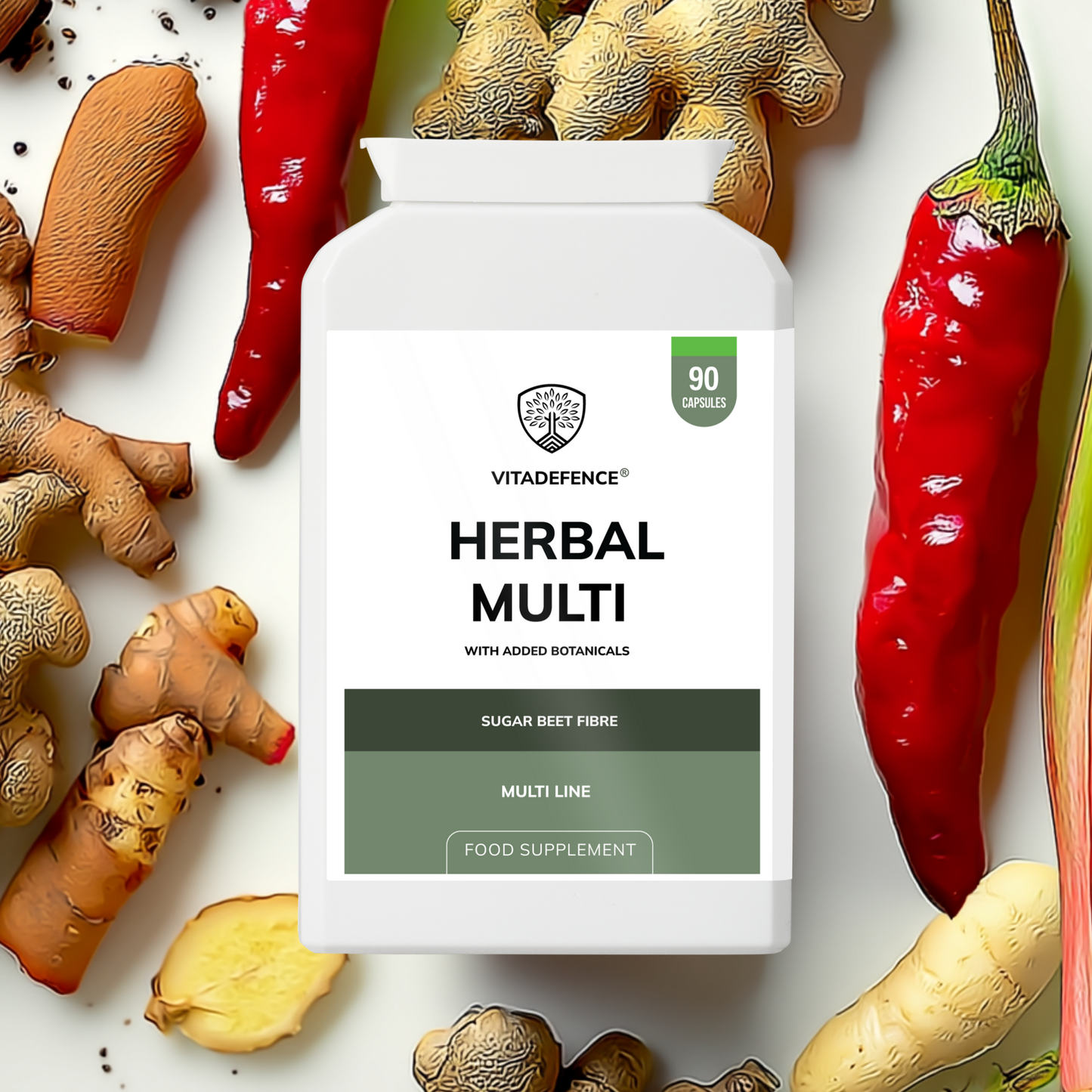 Vitadefence® Herbal Multi – Sugar Beet Fibre & Botanical Blend – 90 Vegan Capsules