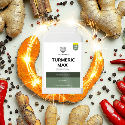 Vitadefence® Turmeric Max | With Vitamin B6, Zinc & Botanicals – 90 Capsules