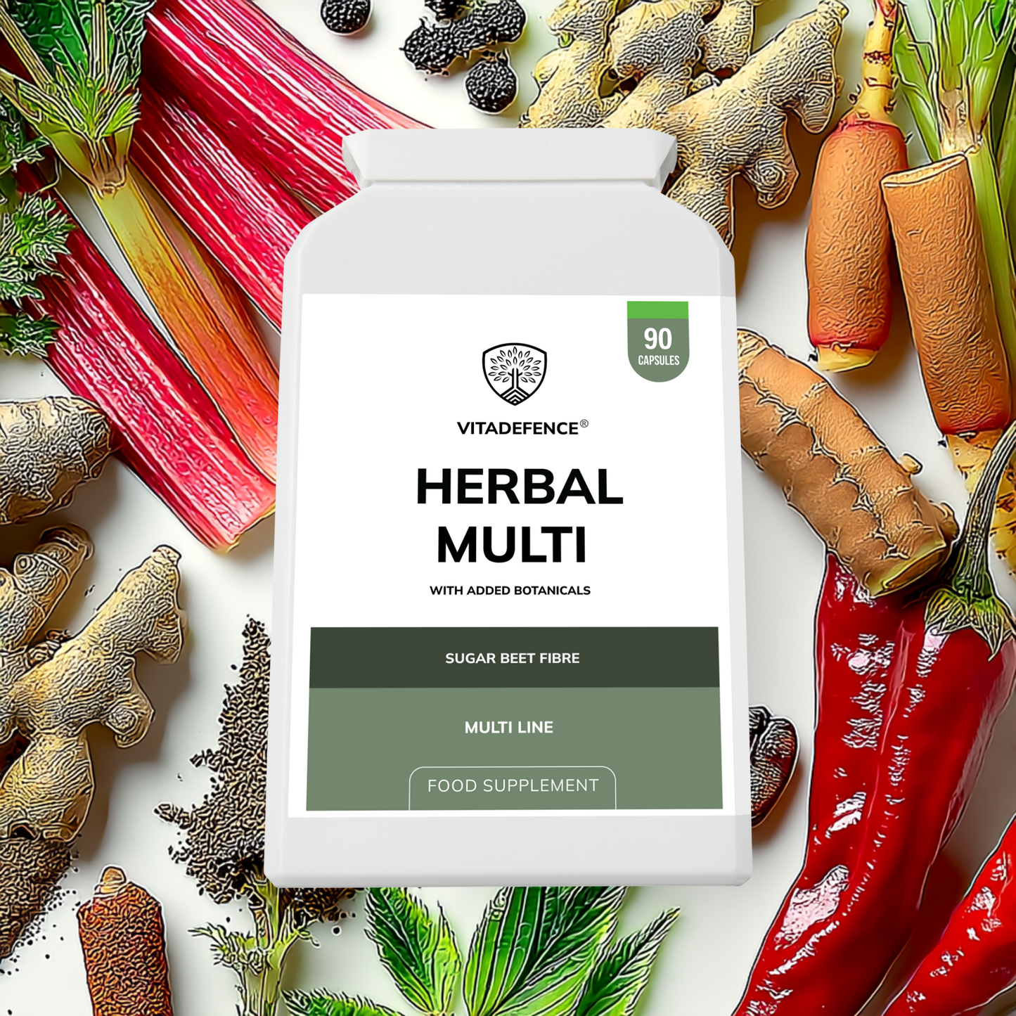 Vitadefence® Herbal Multi – Sugar Beet Fibre & Botanical Blend – 90 Vegan Capsules