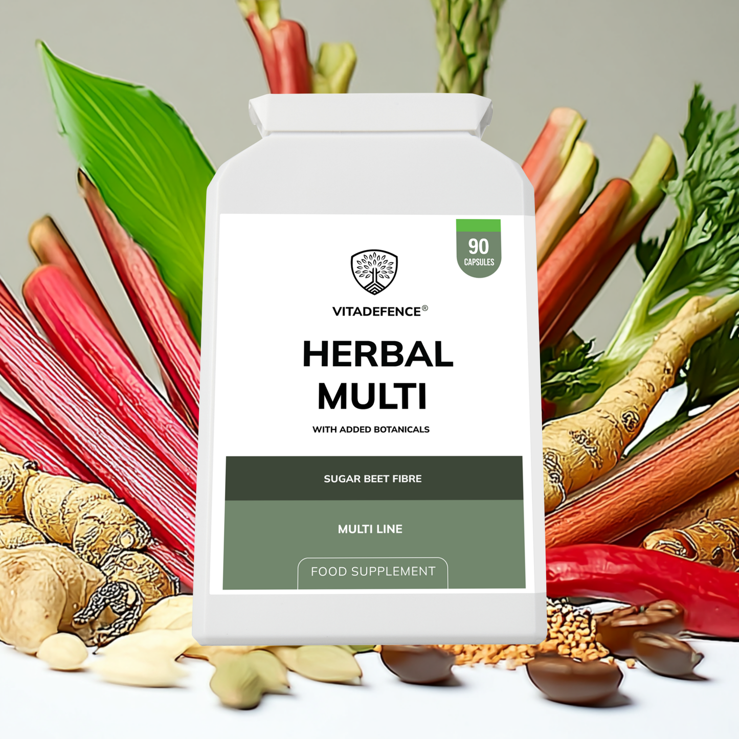 Vitadefence® Herbal Multi – Sugar Beet Fibre & Botanical Blend – 90 Vegan Capsules
