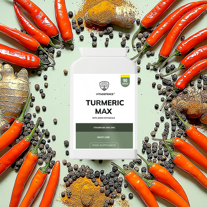 Vitadefence® Turmeric Max | With Vitamin B6, Zinc & Botanicals – 90 Capsules