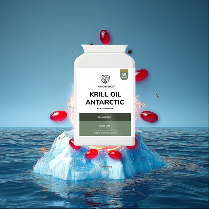 Vitadefence® Krill Oil Antarctic | 500 mg with EPA, DHA & Astaxanthin – 60 Softgels
