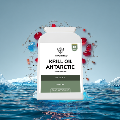 Vitadefence® Krill Oil Antarctic | 500 mg with EPA, DHA & Astaxanthin – 60 Softgels