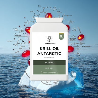 Vitadefence® Krill Oil Antarctic | 500 mg with EPA, DHA & Astaxanthin – 60 Softgels