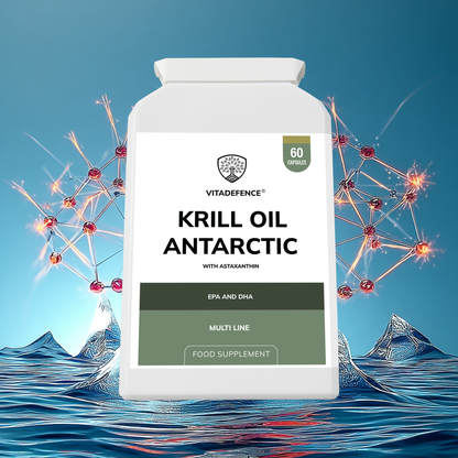 Vitadefence® Krill Oil Antarctic | 500 mg with EPA, DHA & Astaxanthin – 60 Softgels