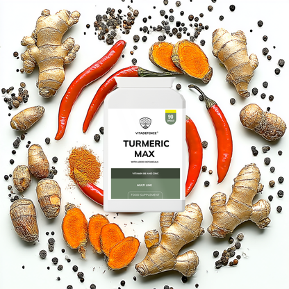Vitadefence® Turmeric Max | With Vitamin B6, Zinc & Botanicals – 90 Capsules