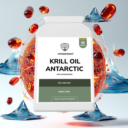 Vitadefence® Krill Oil Antarctic | 500 mg with EPA, DHA & Astaxanthin – 60 Softgels