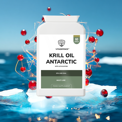 Vitadefence® Krill Oil Antarctic | 500 mg with EPA, DHA & Astaxanthin – 60 Softgels