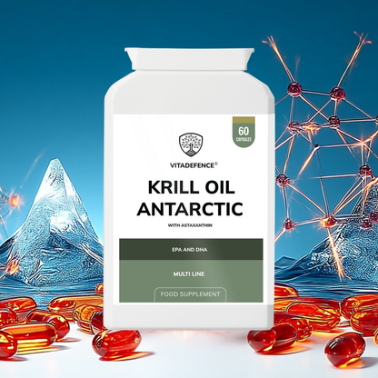 Vitadefence® Krill Oil Antarctic | 500 mg with EPA, DHA & Astaxanthin – 60 Softgels