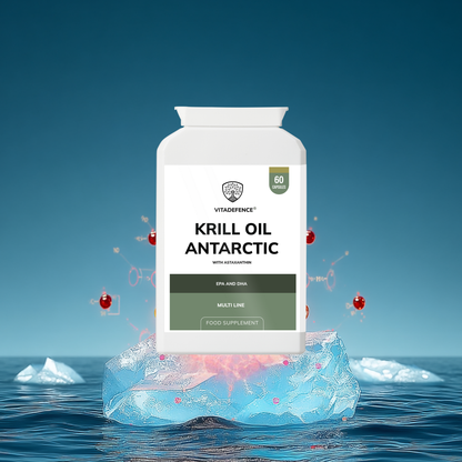Vitadefence® Krill Oil Antarctic | 500 mg with EPA, DHA & Astaxanthin – 60 Softgels