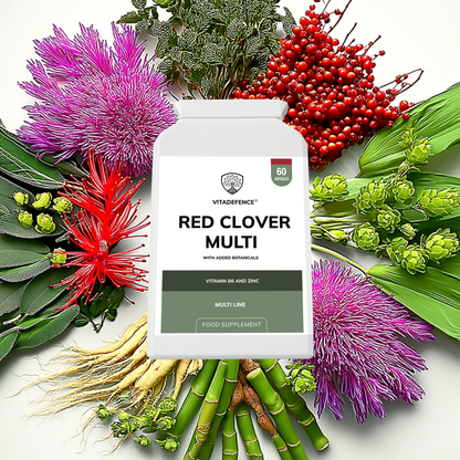 Vitadefence® Red Clover Multi | With Vitamin B6, Zinc, Sage & Siberian Ginseng – 60 Capsules