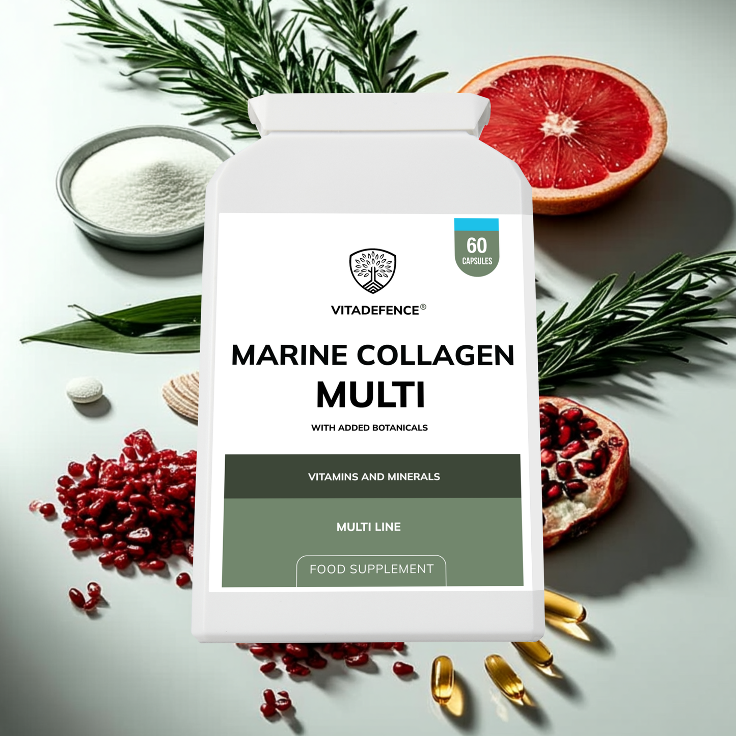 Vitadefence® Marine Collagen Multi | With Vitamin C, Zinc & Biotin – 60 Capsules