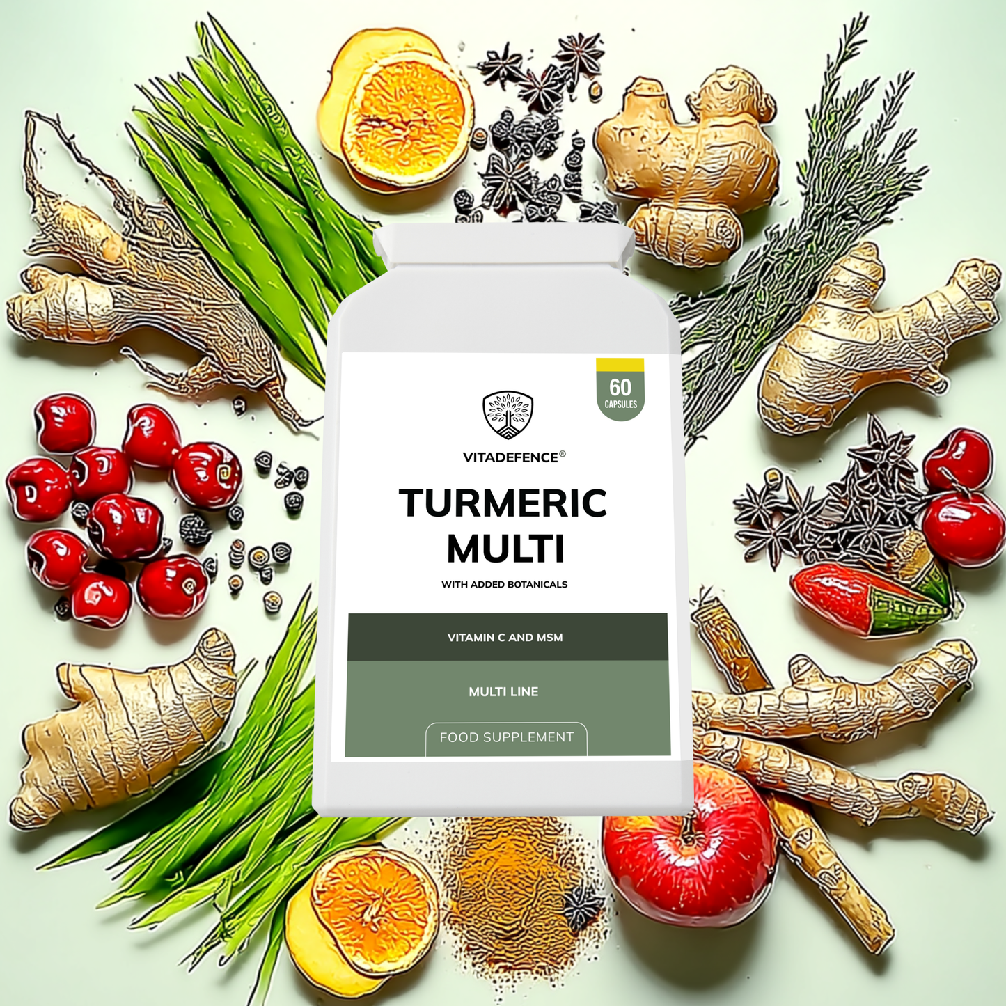 Vitadefence® Turmeric Multi | With Vitamin B6, Zinc & Botanicals – 90 Capsules