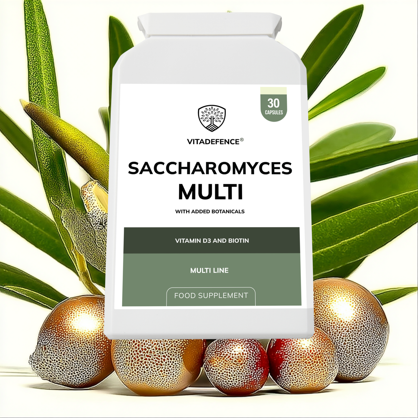 Vitadefence® Saccharomyces Multi | With Vitamin D3, Biotin, Olive Leaf & Bamboo Silica – 30 Capsules
