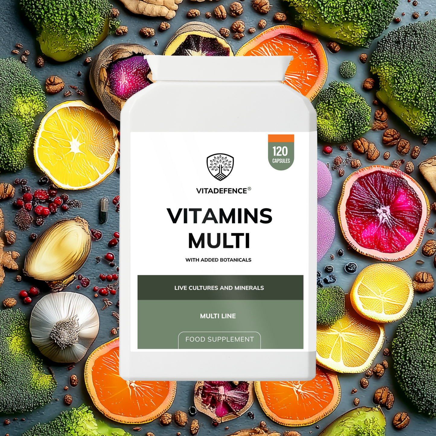 Vitadefence® Vitamins Multi | With Botanicals, Minerals & Live Cultures – 120 Capsules