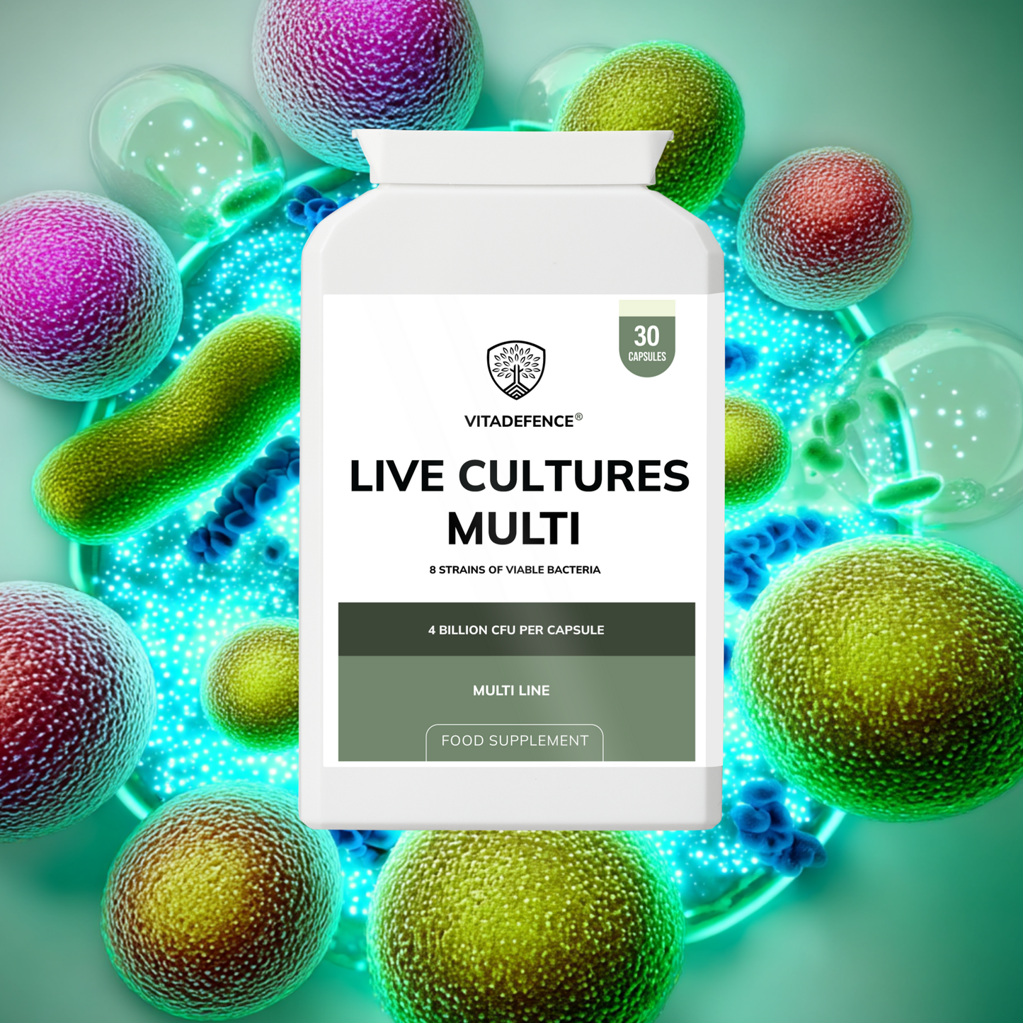 Vitadefence® Live Cultures Multi | 8 Strains, 4 Billion CFU – 30 Capsules