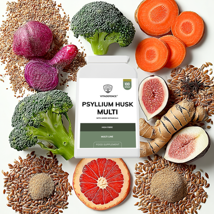 Vitadefence® Psyllium Husk Multi | High-Fibre Botanical Blend – 100 Capsules