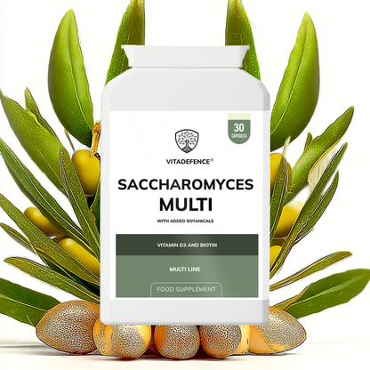 Vitadefence® Saccharomyces Multi | With Vitamin D3, Biotin, Olive Leaf & Bamboo Silica – 30 Capsules
