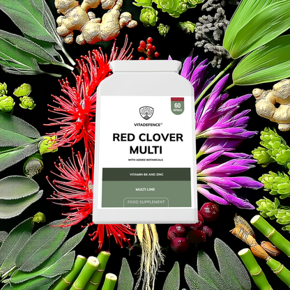 Vitadefence® Red Clover Multi | With Vitamin B6, Zinc, Sage & Siberian Ginseng – 60 Capsules